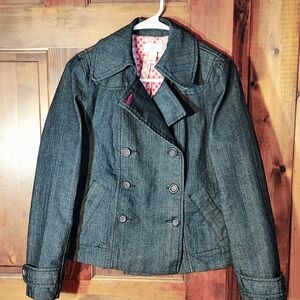 LOFT Dark Blue Double-Breasted Jean Jacket